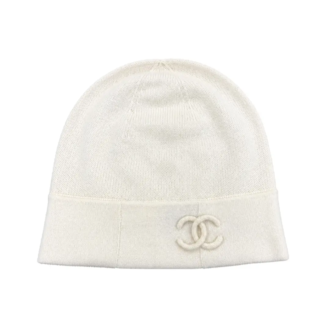 Chanel Ivory Cashmere & Cotton Beanie 23C