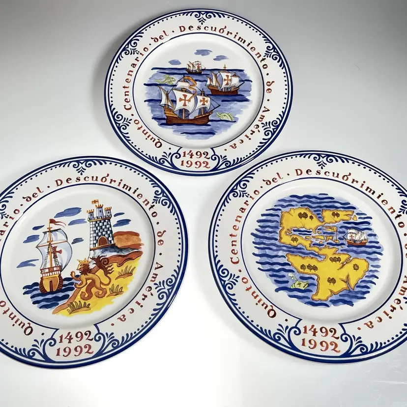 Tiffany & Co Portugal Quinto Centenario (500th Anniversary) del Descubrimiento de America Set of 3 Salad Dessert Plates 8.25"