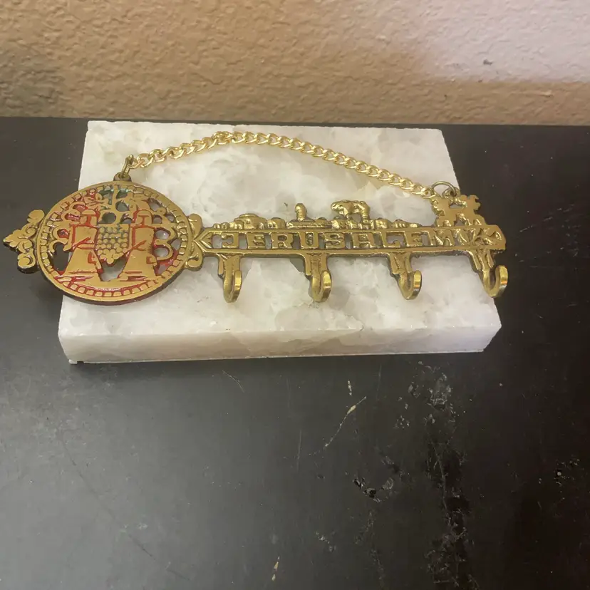 Judaica Brass 6” Key Holder From Jerusalem