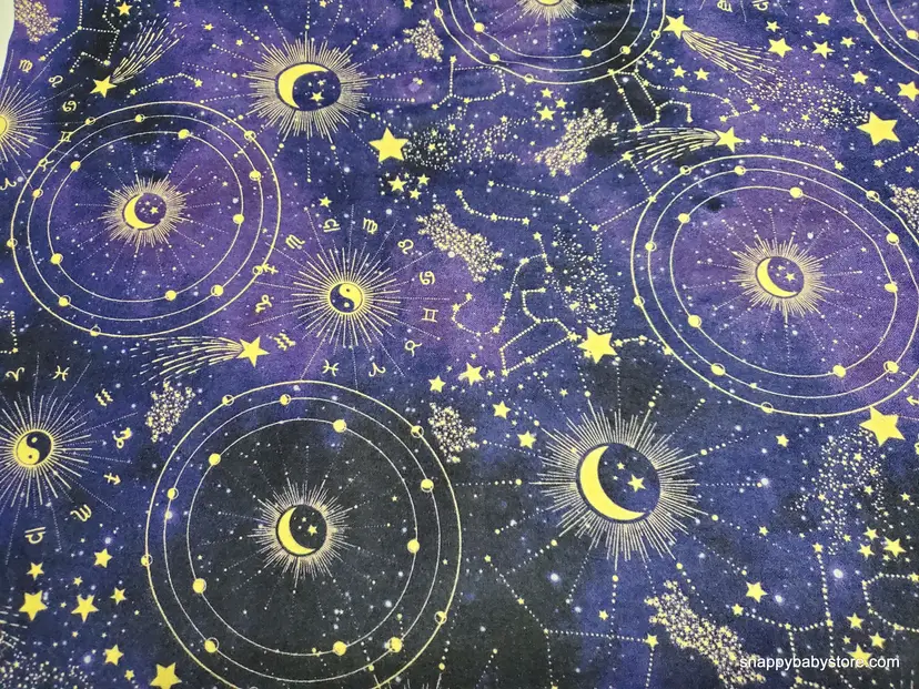 Zodiac Constellations Flannel Fabric Remnant - 100% Cotton - Choose Size - Soft Craft & Quilting Fabric