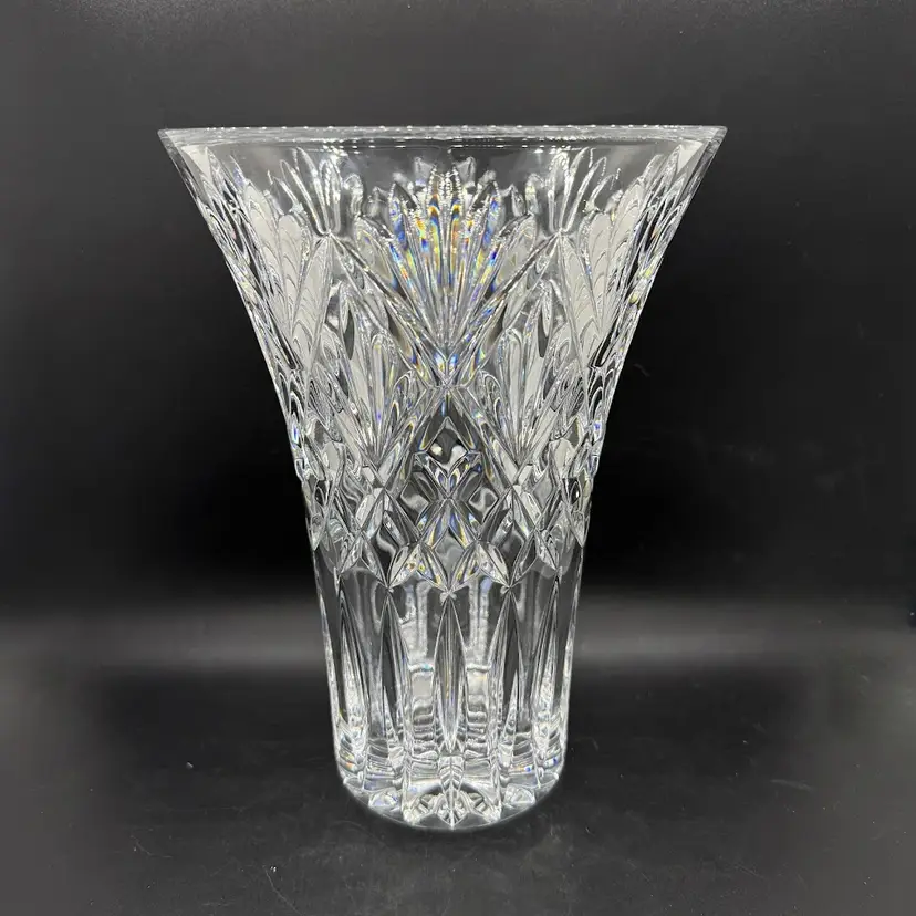 Waterford Crystal Cassidy 10" Wedge Cut Flared Edge Vase #40002944 Marked