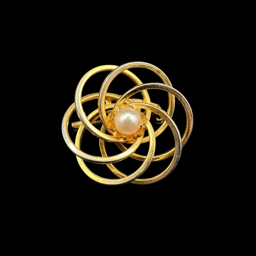 Vintage Atomic Bloom Gold Tone Brooch