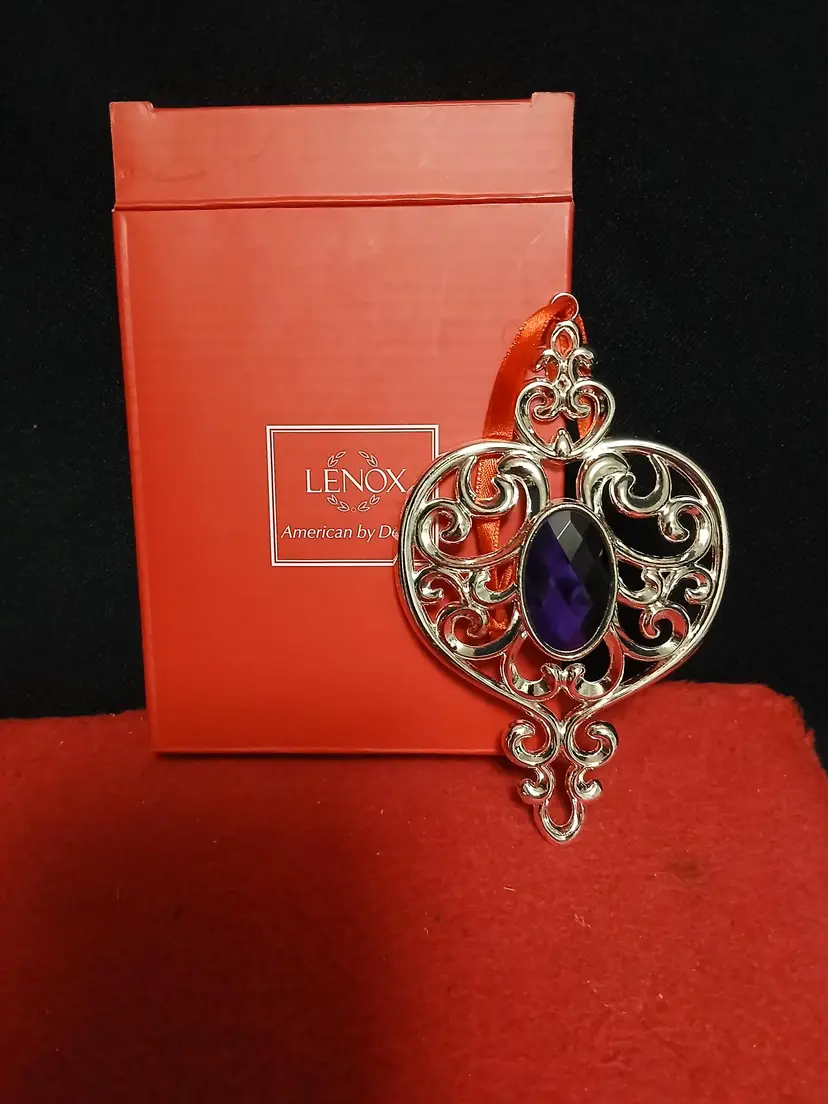 Lenox Ornate Heart Ornament with Purple Gem