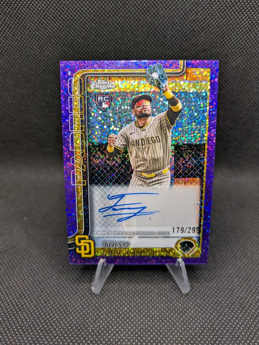 Tirso Ornelas 2025 Topps Chrome Update Auto Rookie RC Purple Speckle /299 #AC-TO - San Diego Padres