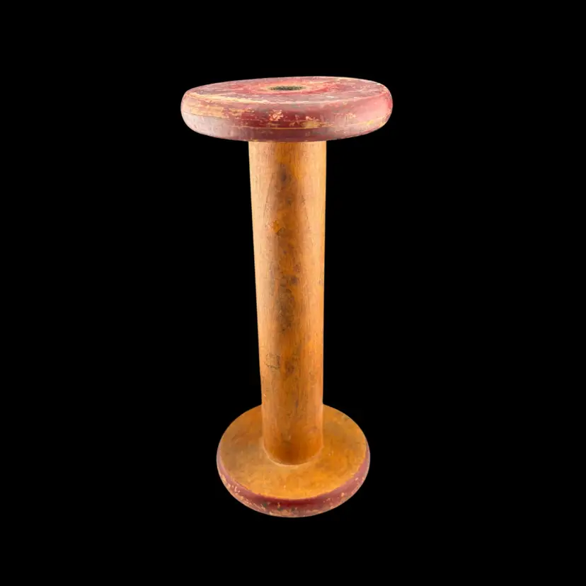 Vintage Industrial Wooden Spool Large  9.5” Tall x 4” Across