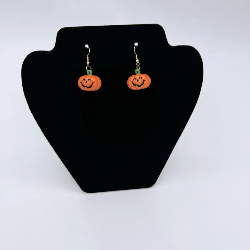 Vtg. Jack O Lantern Halloween Pumpkin Dangle Drop Earrings Fall Fashion Costume