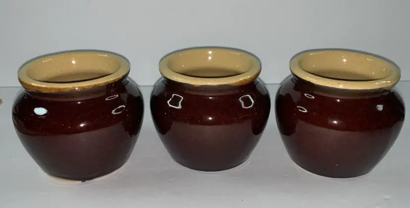 Vintage Stoneware Heinz 57 Mustard Crock Bean Pot Jar Condiment - 3 Jars