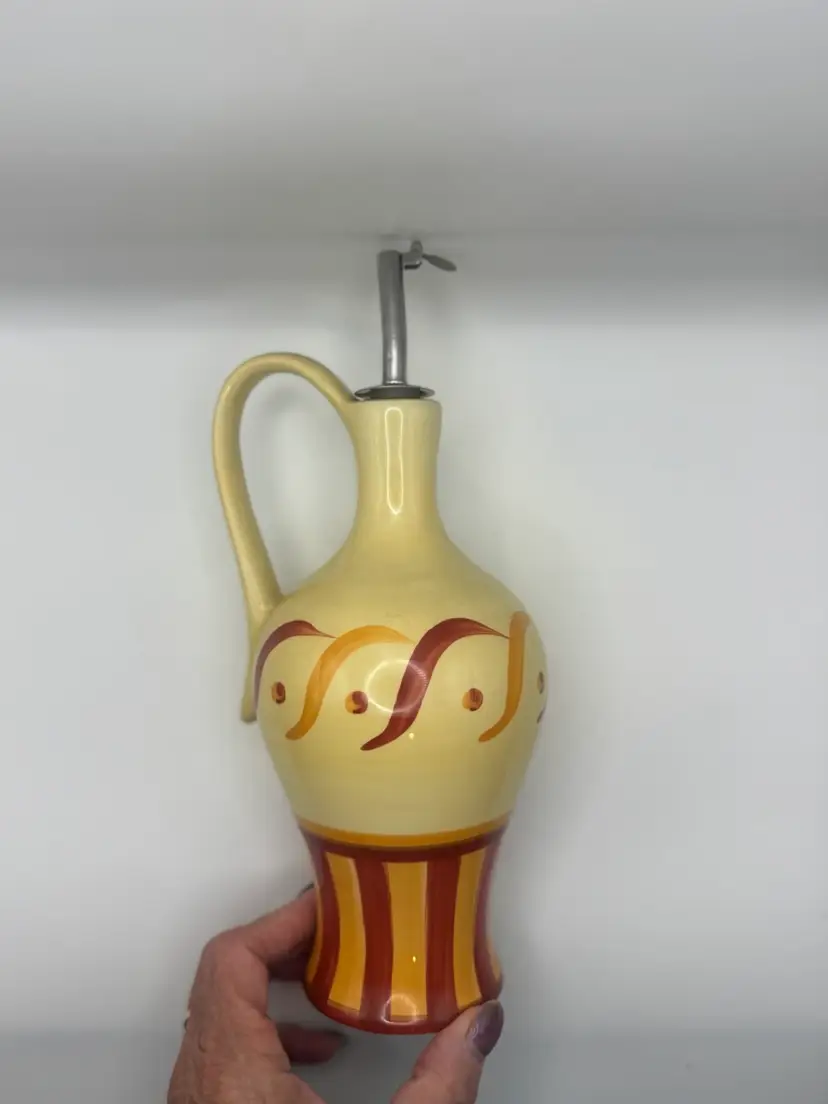 Hand-painted Siena Oil Cruet by Gail Pittman 11”