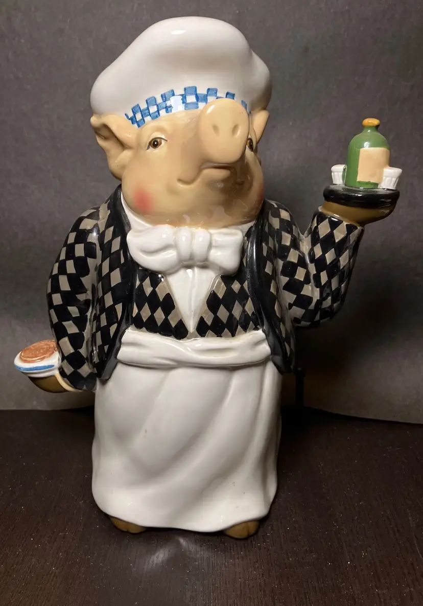 VTG Department 56 "Jam-bone" Figural Pig Chef/Butler Bank