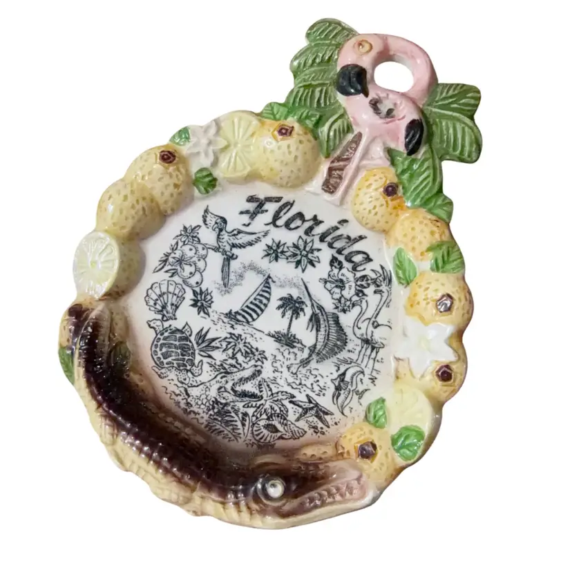 Vtg Ceramic Florida Plate