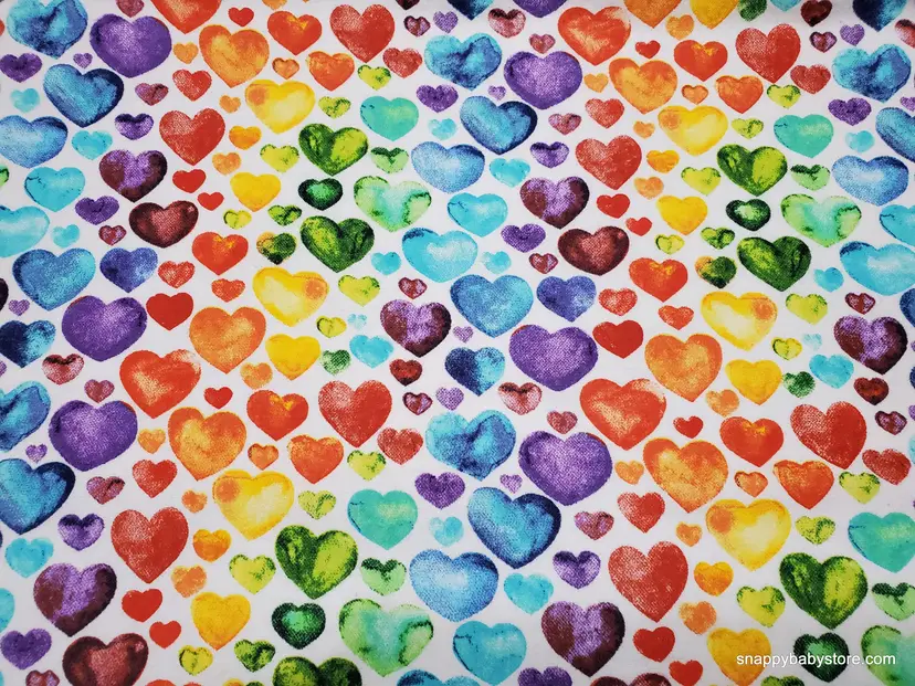 Watercolor Hearts Flannel Fabric Remnant - 100% Cotton - Choose Size - Soft Craft & Quilting Fabric