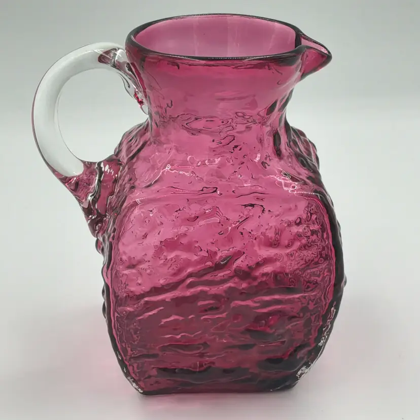 Pilgrim Cranberry Pink Rippled Glass Pitcher
