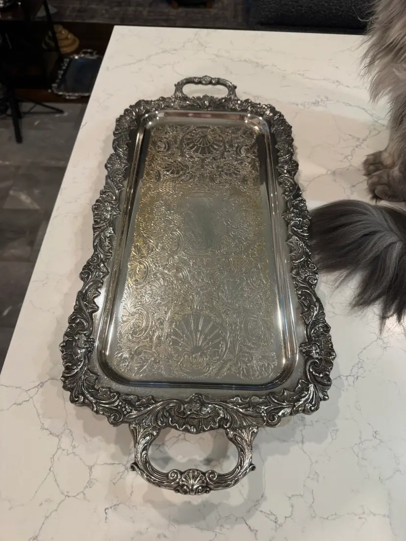 Gorgeous Huge Rectangular Silver Plate Tray