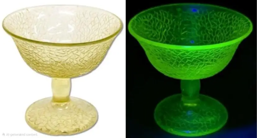 Vintage L.E. Smith Yellow "Crackle" Glass Sherbet / Dessert Cup, 3.5" Tall, Chips Present on Base