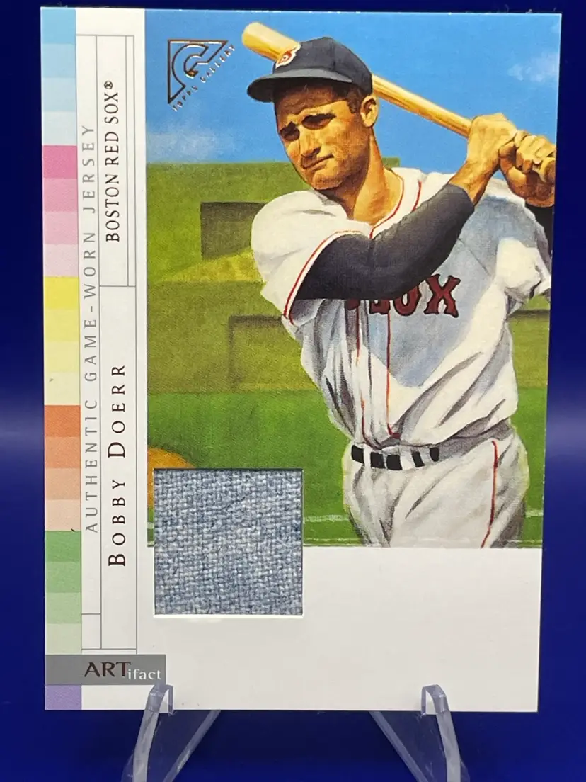 Bobby Doerr Game Worn Jersey Card 2003 Topps Gallery ARTifact Baseball HOF Edition Boston Red Sox