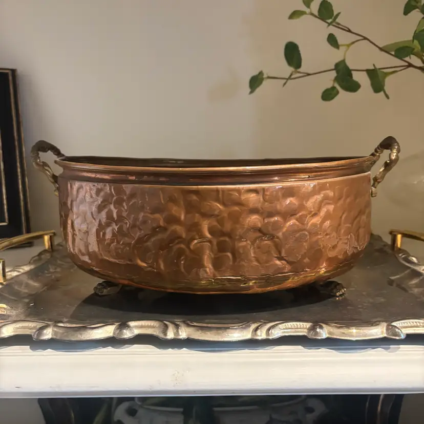 French Copper and  Brass Cachepot