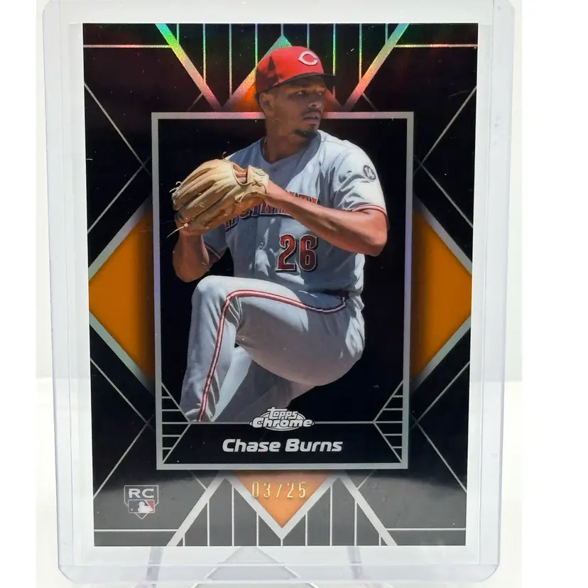 2026 Topps Chrome Chase Burns Shadow Etch /25 Orange Cincinnati Reds