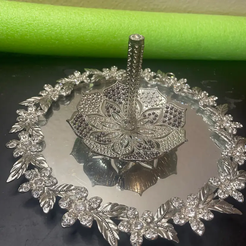 Bejeweled Silver Tone Ring Holder