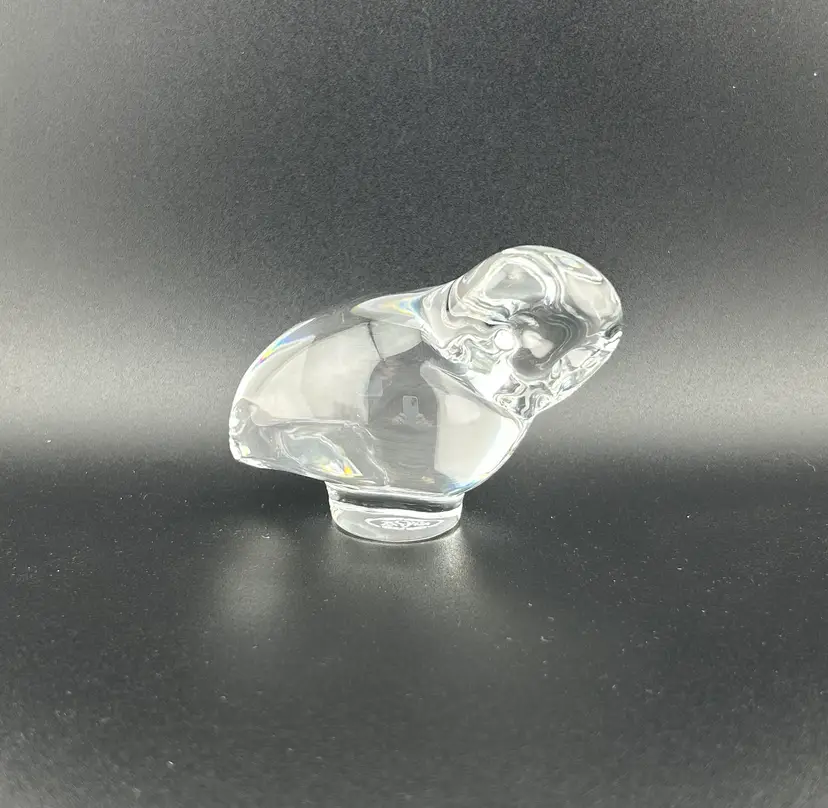 Bacarrat France Lead Crystal Owl Figurine Paperweight 4”x 2”x 3”