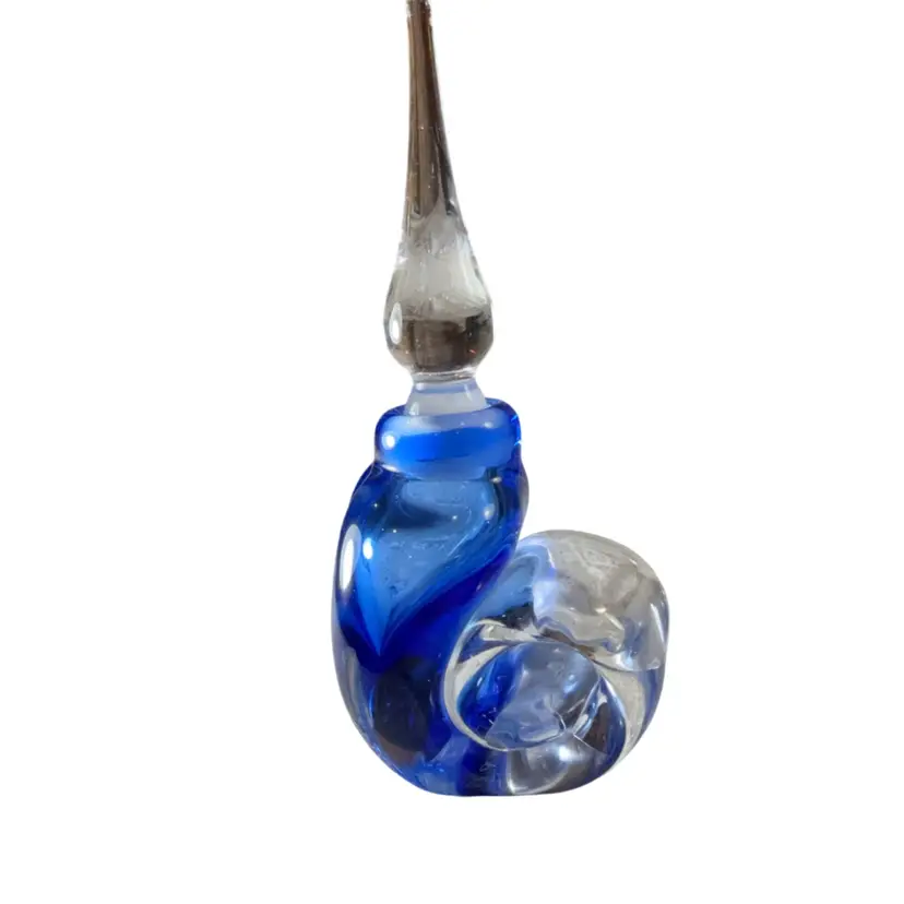 Unusual Vandermark Studios Signed Snail Foot Handblown Art Glass Perfume Bottle - 5”