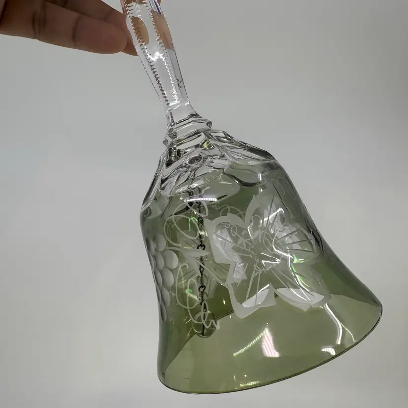 Vintage Bohemian Green Crystal Grape Cluster Bell
