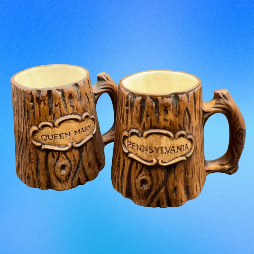 Pair Of Vintage Treasure Craft Mugs From The Enchanted Forrest