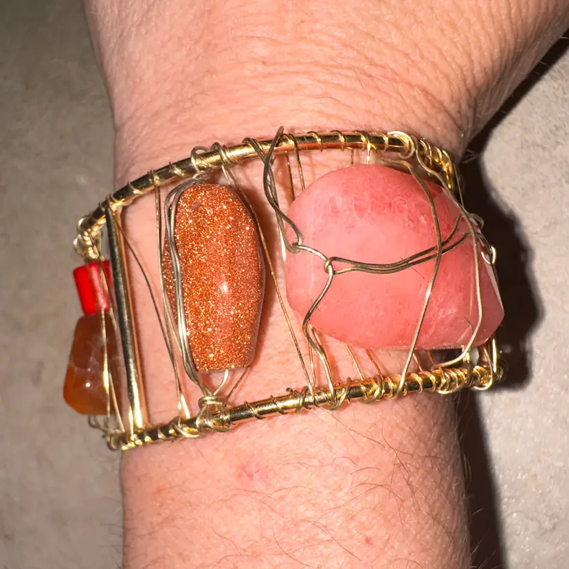 Gold Tone Adjustable Stone Bracelet