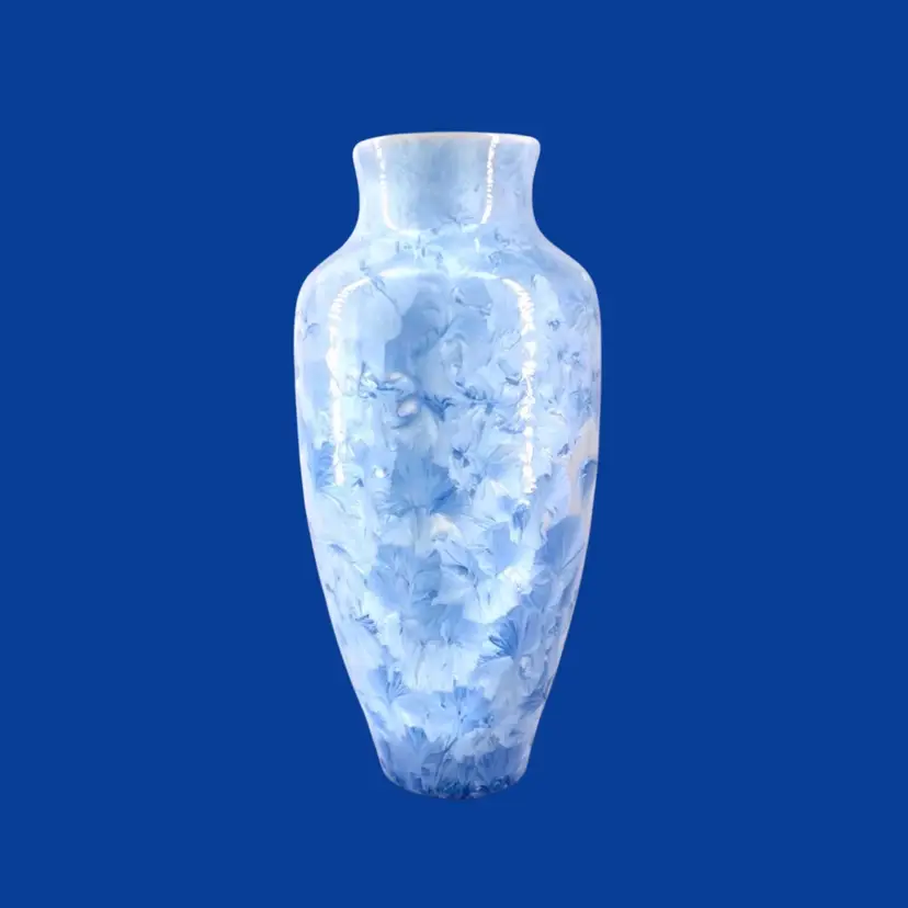 #378- Vintage Crystalline Pottery Vase Blue 1998 Signed By Artist Bevin Norkin (1946-2014)
