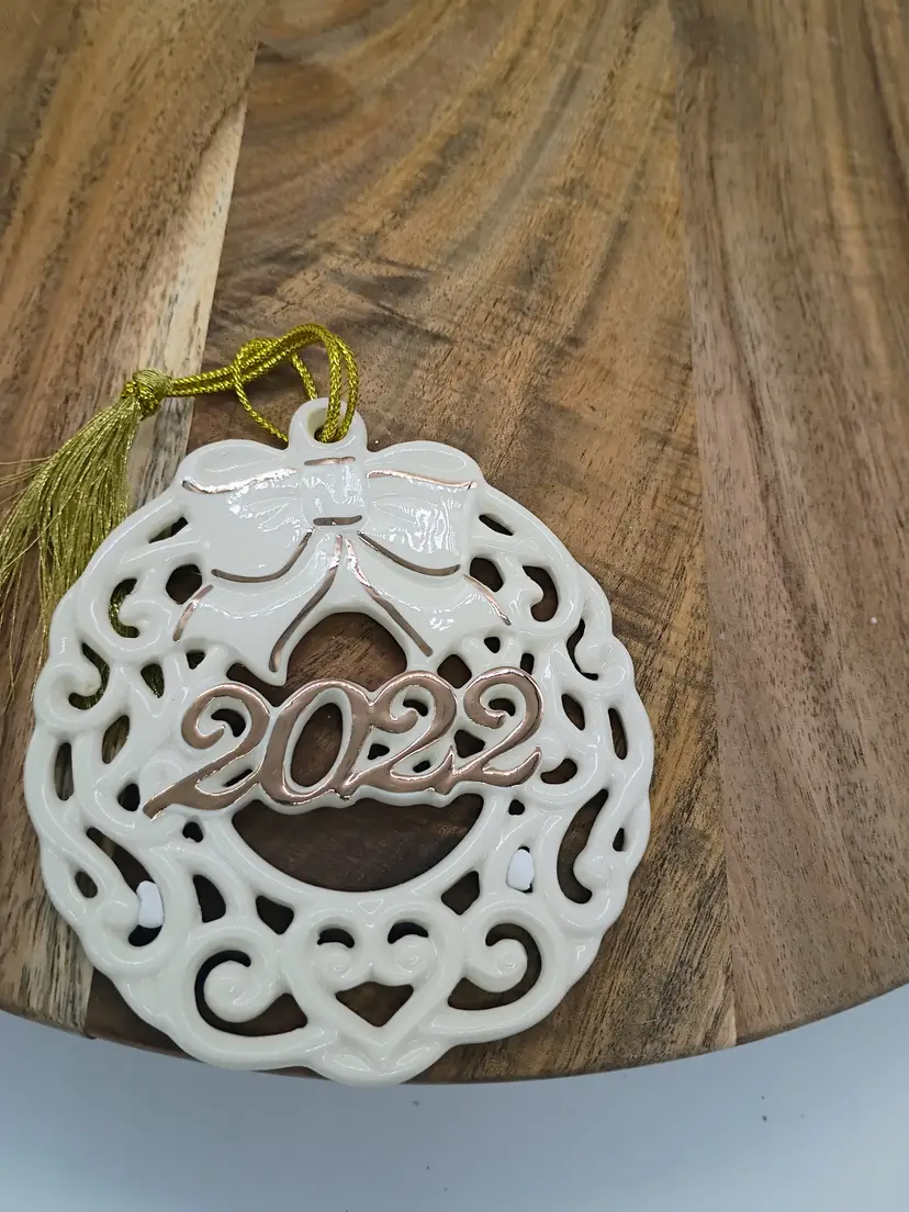 Lenox Pierced Wreath 2022 Porcelain Ornament in Box
