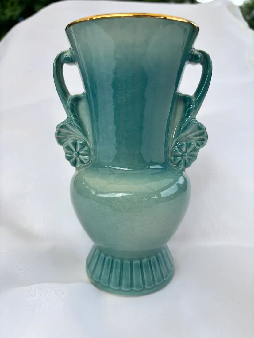 Vintage Teal Blue Royal Copley Ceramic Vase