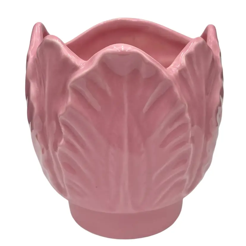 Vintage MCM Maddux of California Pink Wall Pocket, No. 305W, Ruffled Tulip, 4.6"