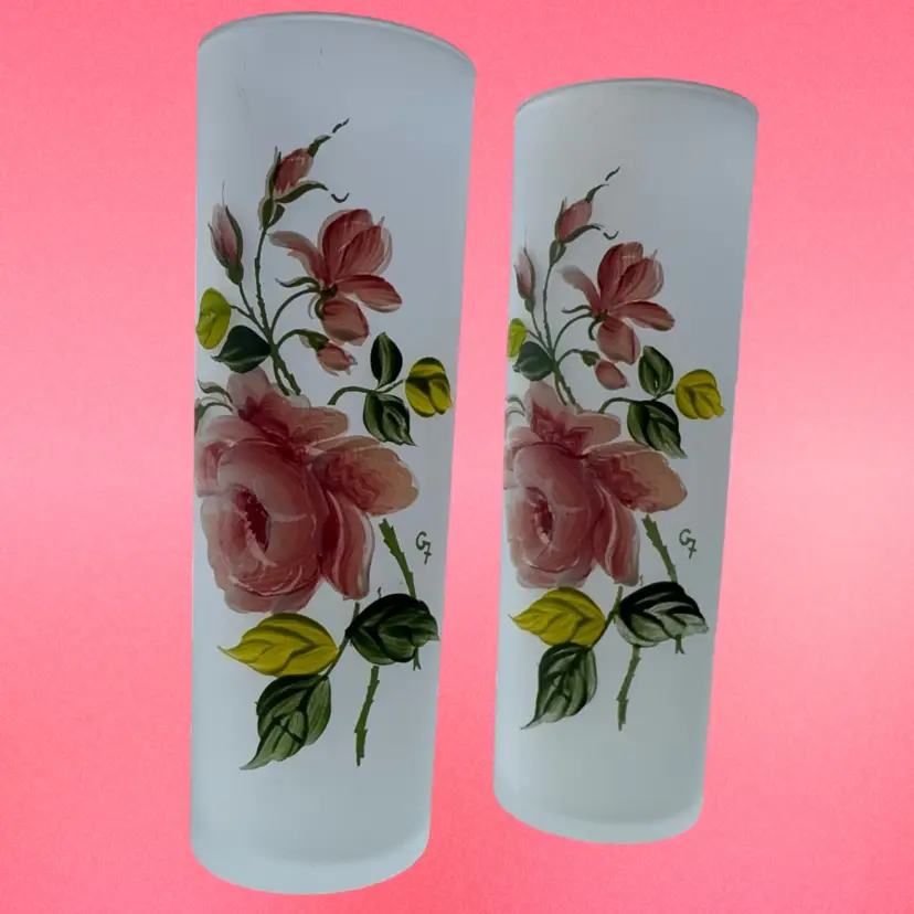 Vintage Hand Painted Highball Glasses