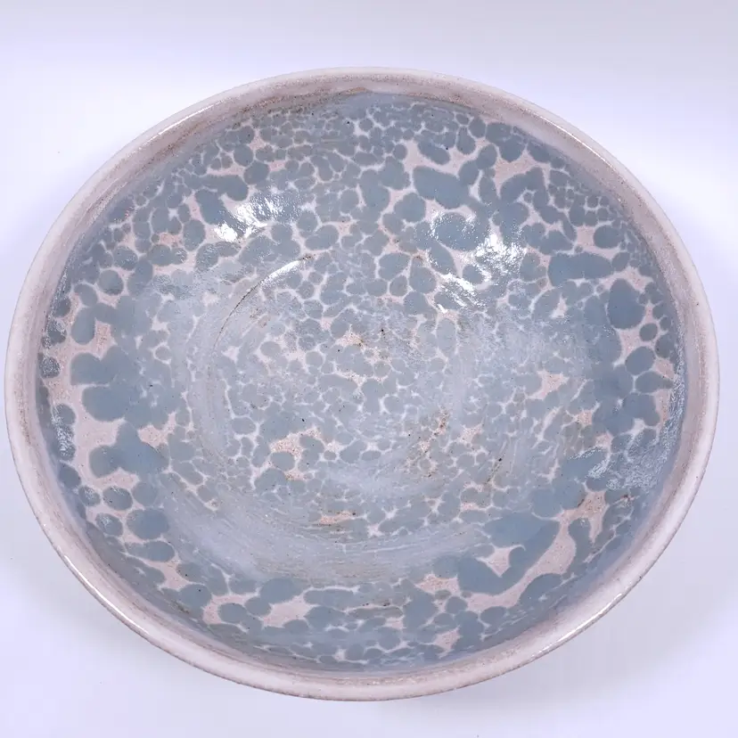 Signed SCHORTZLE 2004 Teal Moon Lunar Wildflower Stoneware Decor TRINKET DISH