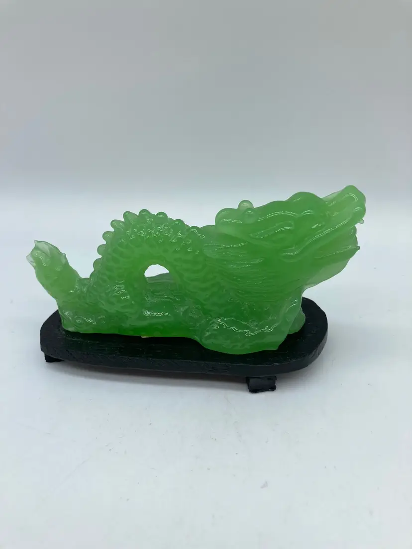 The Peoples Republic of China Green Glass Dragon Figurine 4" x 1" x 1.8" tall