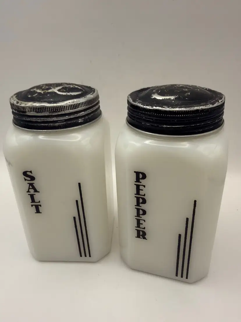McKee White Milk Glass Range Salt & Pepper Shakers