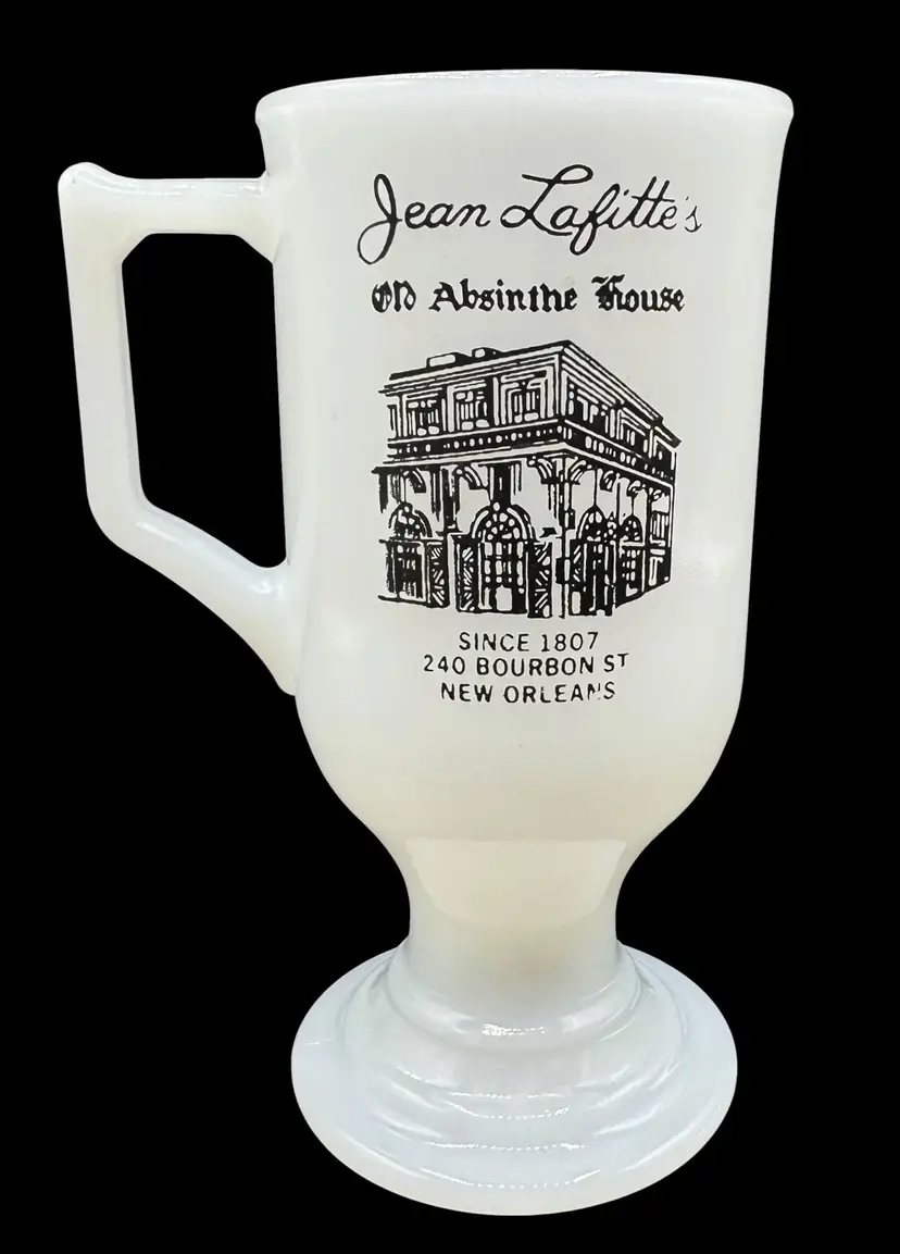 Jean Lafitte's Old Absinthe House Milk Glass Pedestal Mug New Orleans Bourbon St