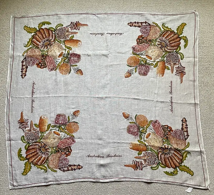 Australian Banksias Pure Linen Floral Plants Square Tablecloth
