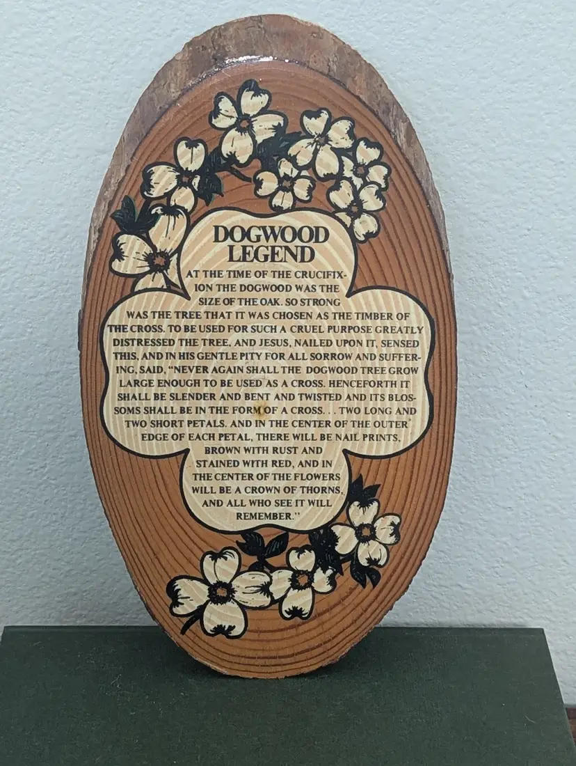 Legend of the Dogwood Tree Wood Slice Plaque Wall Hanging 9.5" Ozark