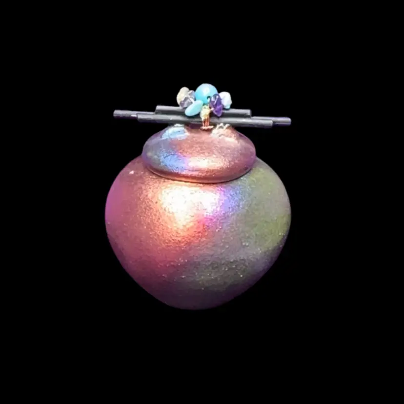 Jeremy Diller Lidded Raku And Turquoise Pot