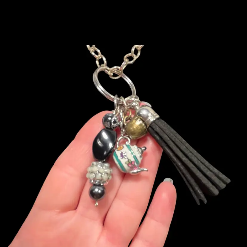 Tea Party Themed Necklace Silver Tone | 30”