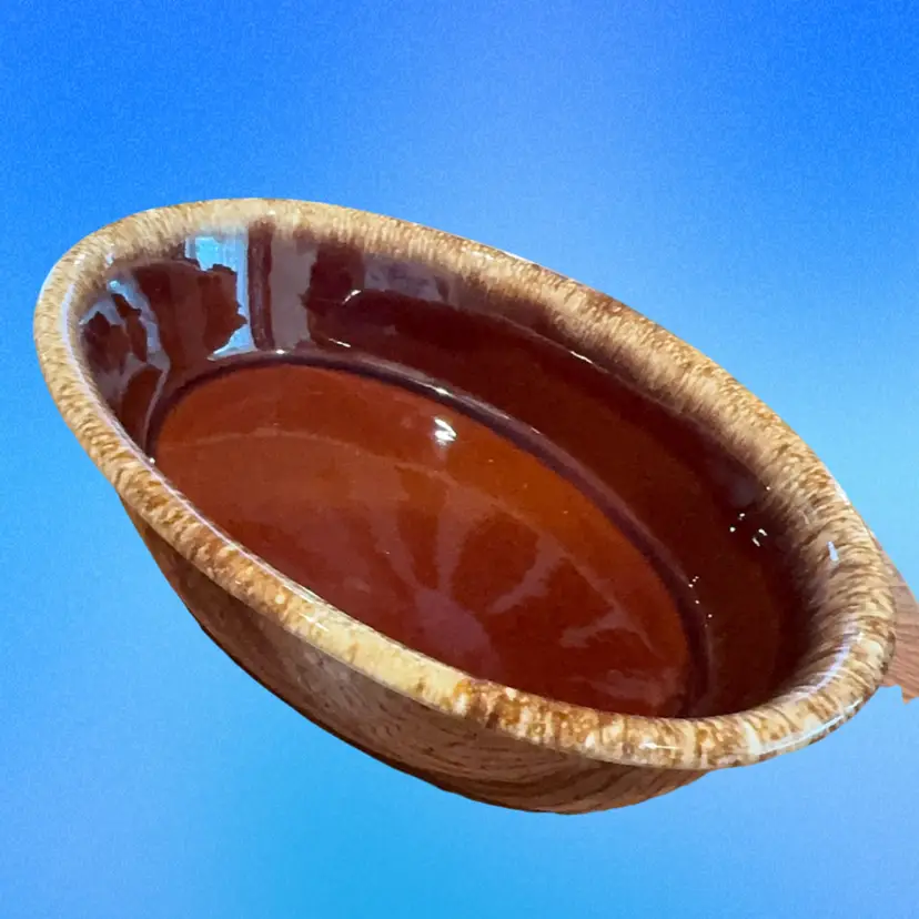 Hull Pottery Brown Drip Glaze Oval Serving Bowl