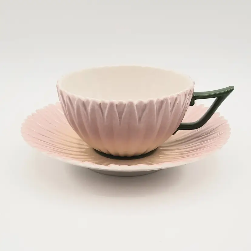 Two's Company(?) Pale Pink & Yellow Flower Teacup & Saucer Set