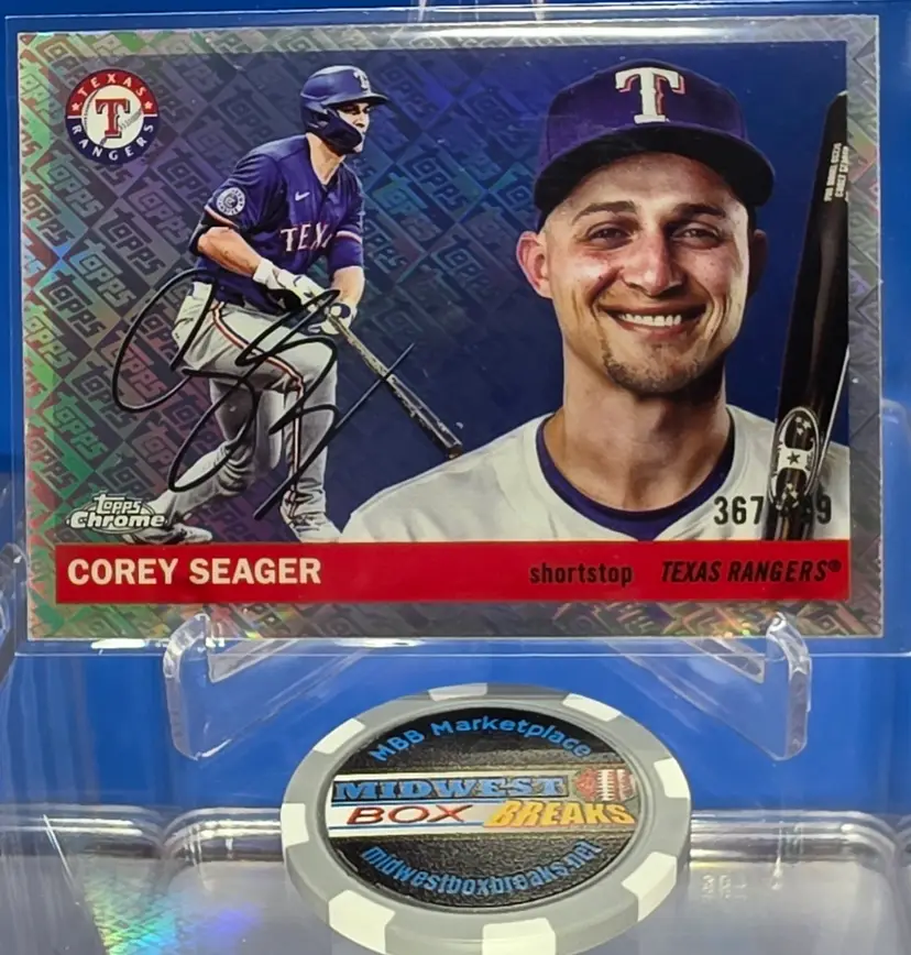 Corey Seager 2025 Topps Chrome Platinum Topps Logo Refractor /499 Texas Rangers