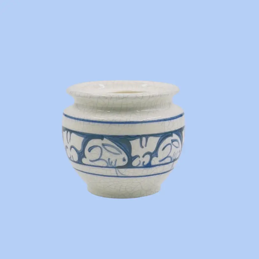 #246- Planter Open Sugar Bowl Rabbit Motif Potting Shed by Dedham Pottery