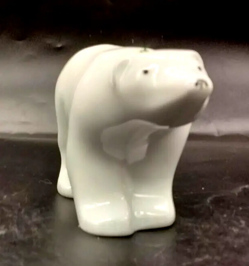 KPM Porcelain Walking White Bear  Polar Bear Hand Painted Floral Design