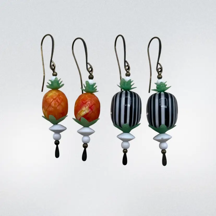 #149 PAIR "Candy Stripes & Tootie Frutie" Series - Handmade by Me -- Upcycled Vintage Earrings