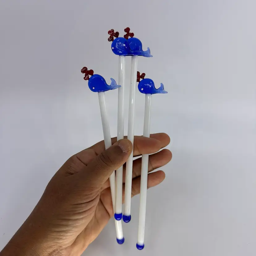 Whale Glass Stirrers Set/4