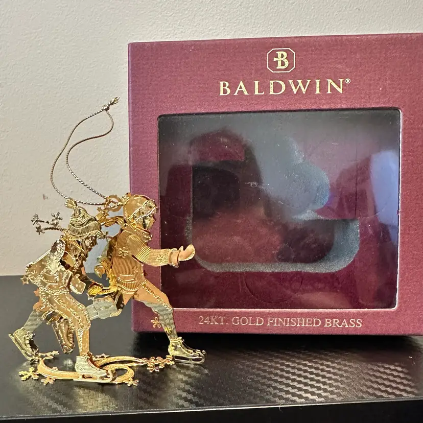 Baldwin 24kt Gold Finished Brass Skaters Stamped 2003