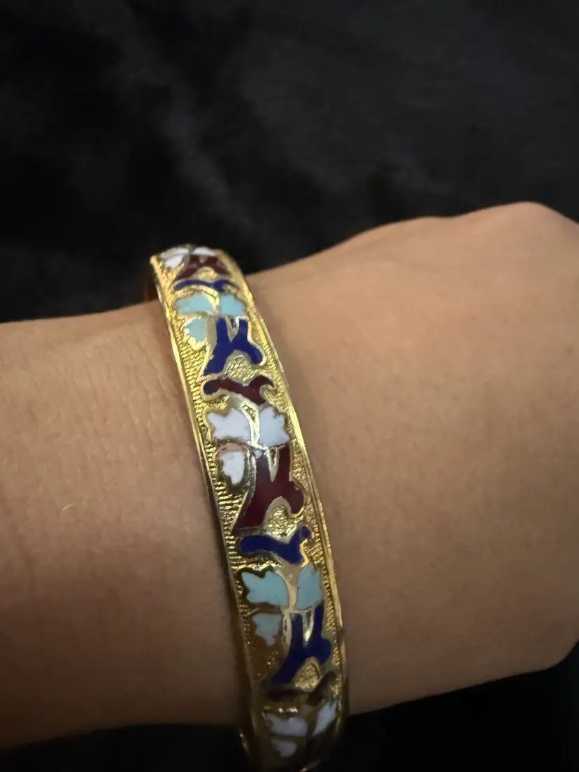 Vintage Cloisonné floral Bangle