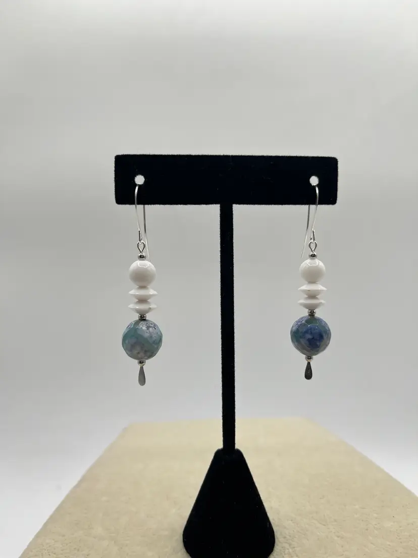#154 "Water Planet" Series - Handmade by Me -- Upcycled Earrings